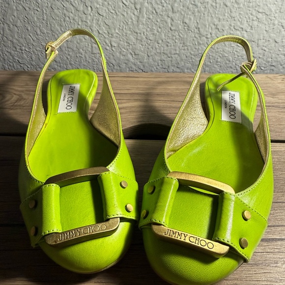 Jimmy Choo Shoes - Jimmy Choo Neon Green Slingback Flats